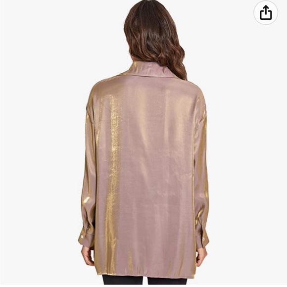 Gold Metallic Oversized Button Down - Picture 2 of 5
